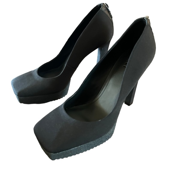 DKNY Zayne Platform Pumps Square Toe Dressy Sleek Stiletto Heels Black Size 9.5 - Picture 4 of 11